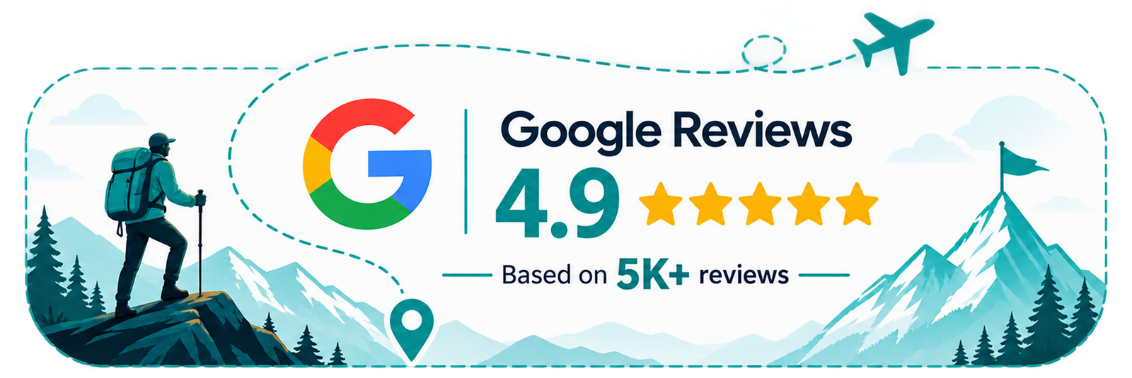 Google Reviews 4.9 stars, based on 5K+ reviews